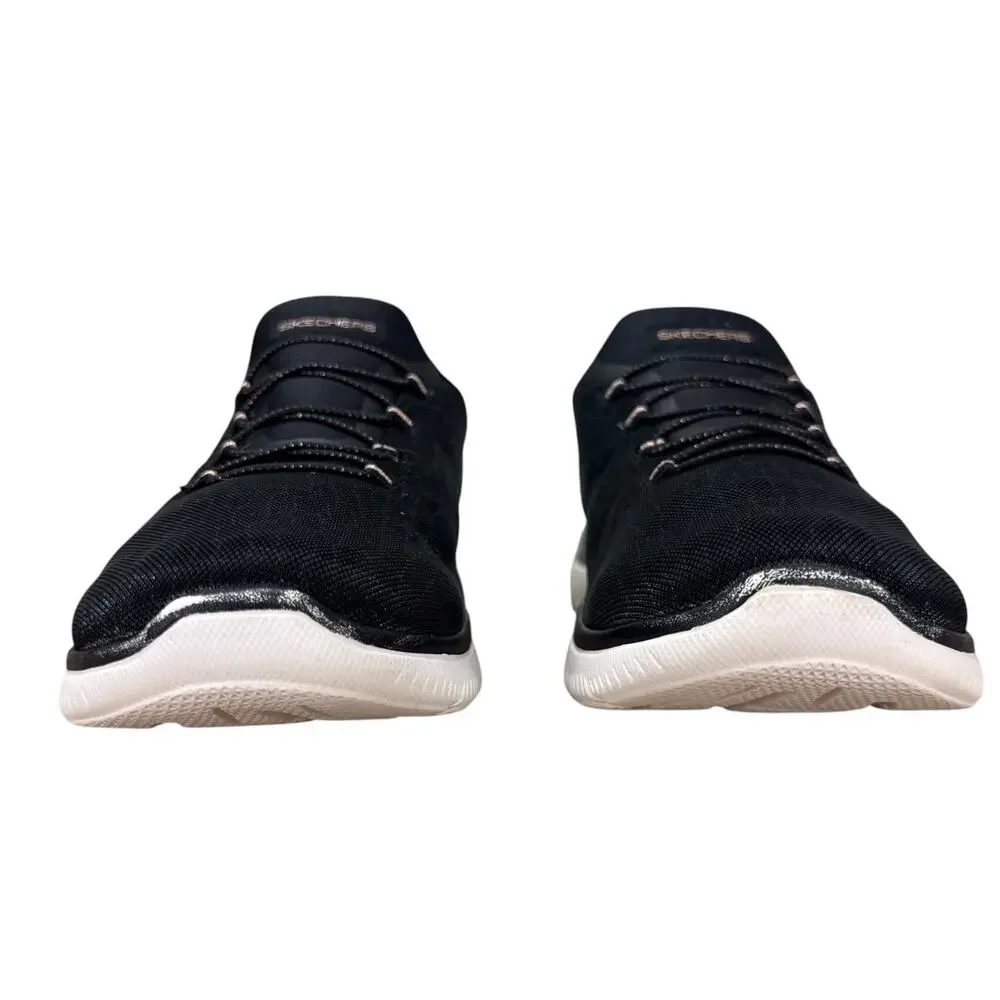 Skechers Slip-Ins Womens 9.5 Black Rose Gold Sneakers Hands Free Walking Shoes